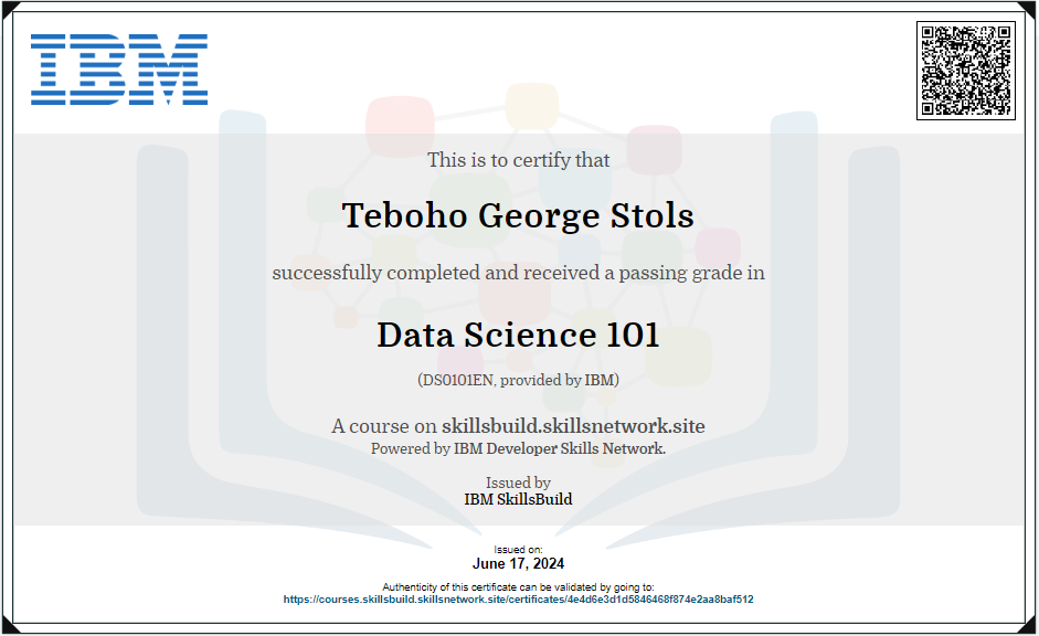 preview of IBM: Data Science Certificate